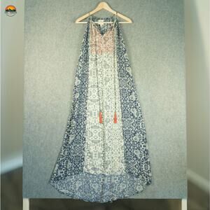 Knox Rose Maxi Dress Multicolor Sleeveless Keyhole Neck Boho Women's Size Small